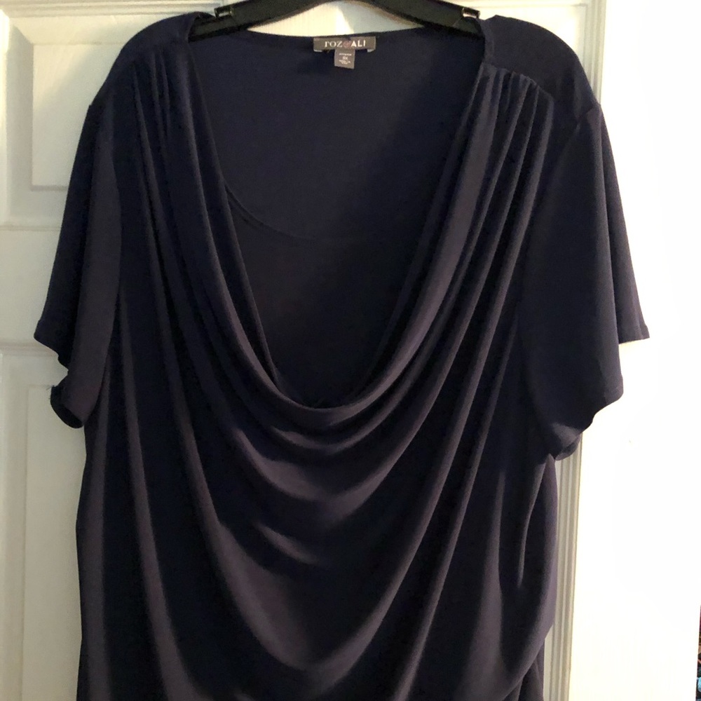Black 3x ROZ & Ali cowl neck draped top